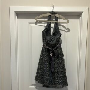 Adrianna Papell- Silver Halter Dress